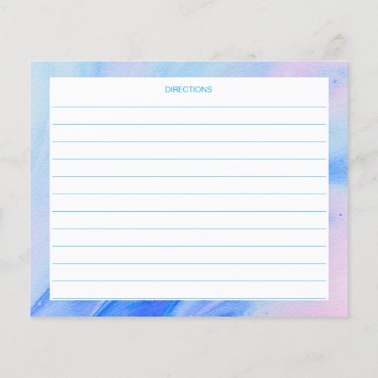 抽象芸術ブルーとピンクのパーソナライズされたレシピカード (裏面)