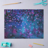 抽象芸術ブルーとピンクの渦巻き旋回と葉デコページ 薄葉紙 (クラフト)