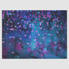 抽象芸術ブルーとピンクの渦巻き旋回と葉デコページ 薄葉紙