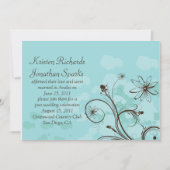 抽象芸術ブルーとブラウン結婚ポストのお祝い 招待状 (正面)