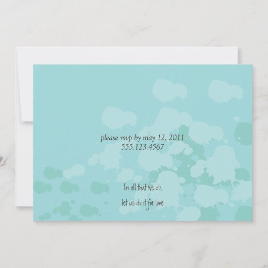 抽象芸術ブルーとブラウン結婚ポストのお祝い 招待状 (裏面)