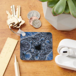 抽象芸術ブルーとブラックの複雑なフラクタル キーホルダー