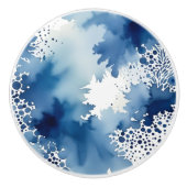 抽象芸術ブルーとホワイトウォーターのカラーデザイン セラミックノブ (正面)