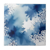 抽象芸術ブルーとホワイトウォーターのカラーデザイン タイル (正面)