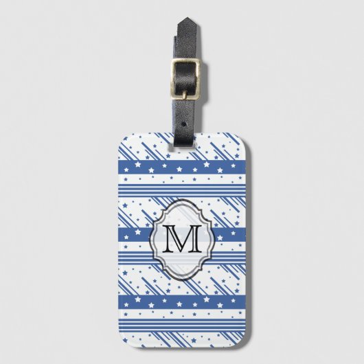 抽象芸術ブルーとホワイト ラゲッジタグ (正面縦)