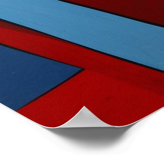 抽象芸術ブルーとレッド顔アート ポスター (角)