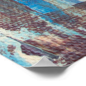 抽象芸術ブルーと緑のテクスチャ付き風景 ポスター (角)