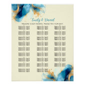 抽象芸術ブルーと金ゴールドの水色のシーティングチャート ポスター (正面)