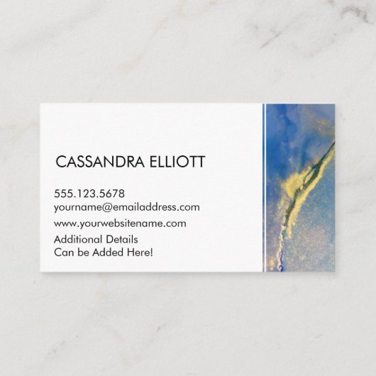 抽象芸術ブルーと金ゴールドアルコールインク液芸術 名刺 (裏面)