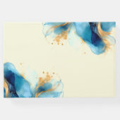 抽象芸術ブルーと金ゴールドウォーター結婚カラー ゲストブック (裏面)