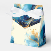 抽象芸術ブルーと金ゴールドウォーター結婚カラー フェイバーボックス (正面サイド)