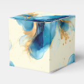 抽象芸術ブルーと金ゴールドウォーター結婚カラー フェイバーボックス (正面サイド)