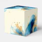 抽象芸術ブルーと金ゴールドウォーター結婚カラー フェイバーボックス (裏面サイド)