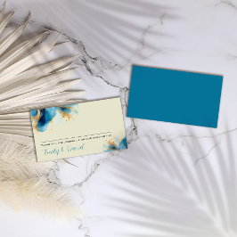 抽象芸術ブルーと金ゴールドウォーター結婚カラー プレイスカード