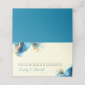 抽象芸術ブルーと金ゴールドウォーター結婚カラー プレイスカード (外部開封)