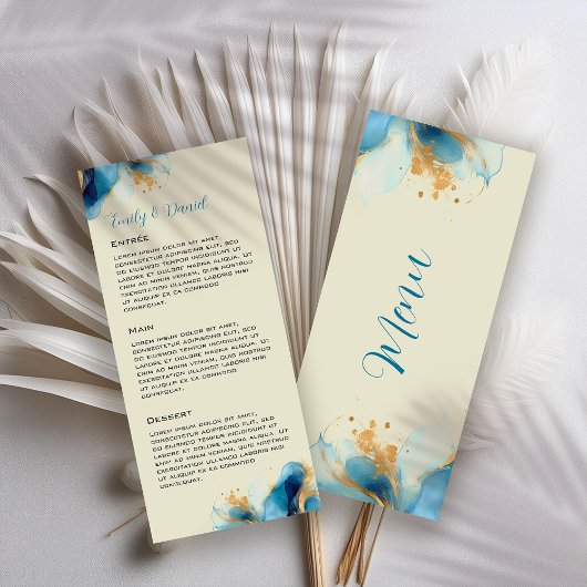 抽象芸術ブルーと金ゴールドウォーター結婚カラー メニュー