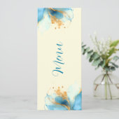 抽象芸術ブルーと金ゴールドウォーター結婚カラー メニュー (スタンド正面)