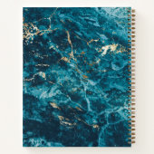 抽象芸術ブルーと金ゴールドマーブルノートブック ノートブック (裏面)