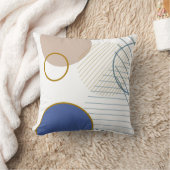 抽象芸術ブルーと金ゴールド装飾用クッション クッション (ブランケット)