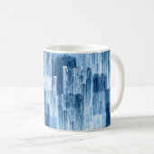 抽象芸術ブルーの筆絵画跡 コーヒーマグカップ (正面右)