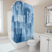 抽象芸術ブルーの筆絵画跡 シャワーカーテン (インサイチュ)