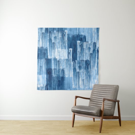 抽象芸術ブルーの筆絵画跡 タペストリー (インサイチュ)
