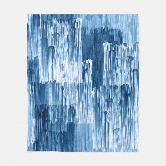 抽象芸術ブルーの筆絵画跡 フリースブランケット (正面)