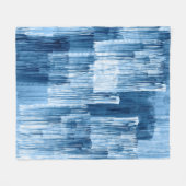 抽象芸術ブルーの筆絵画跡 フリースブランケット (正面(横))