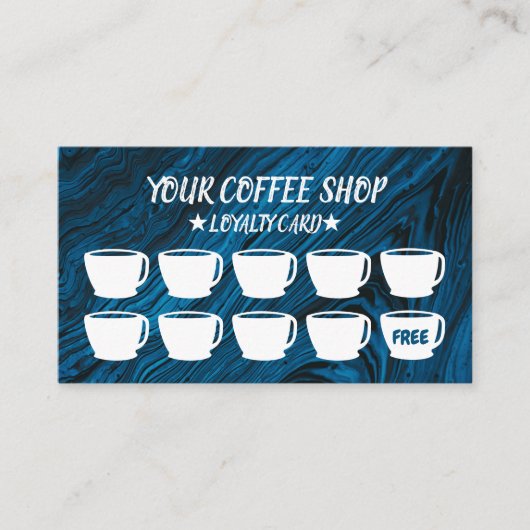 抽象芸術ブルーアガテコーヒーカップコーヒーロイヤリティ ロイヤリティカード (正面)