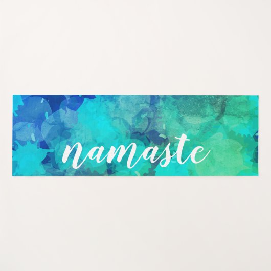 抽象芸術ブルーアルコールインクアートパーソナライズされた ヨガマット (正面(横))