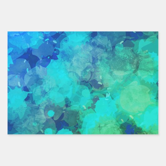 抽象芸術ブルーアルコールインク抽象芸術 ラッピングペーパーシート (正面)