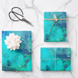 抽象芸術ブルーアルコールインク抽象芸術 ラッピングペーパーシート