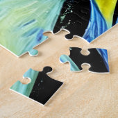 抽象芸術ブルーアンドイエローアートマンおもしろいポートレート ジグソーパズル (側面)