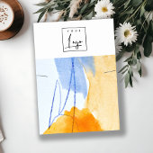 抽象芸術ブルーイエローアートロゴネックレスディスプレイ 名刺