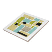 抽象芸術ブルーイエロースクウェアミッドセンチュリー タイル (側面)