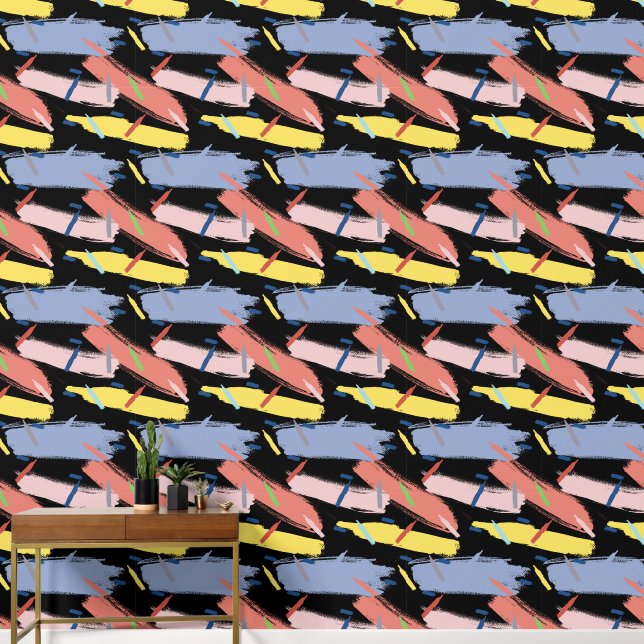 抽象芸術ブルーイエローピンク 壁紙 (廊下)