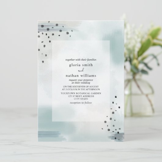 抽象芸術ブルーインスパイアグ結婚水 招待状 (スタンド正面)