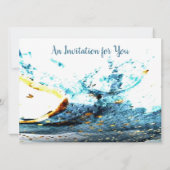 抽象芸術ブルーウェーブカクテルバースデーパーティー 招待状 (裏面)