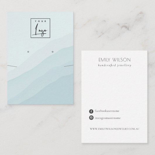 抽象芸術ブルーウェーブスのネックレスイヤリングのロゴ表示 名刺 (正面/裏面)