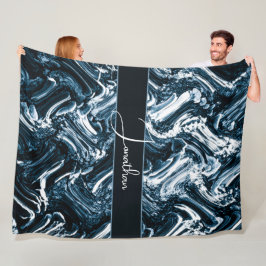 抽象芸術ブルーウェーブ フリースブランケット