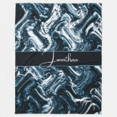 抽象芸術ブルーウェーブ フリースブランケット (正面)