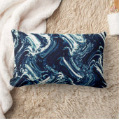 抽象芸術ブルーウェーブ ランバークッション (ブランケット)
