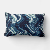 抽象芸術ブルーウェーブ ランバークッション (正面)
