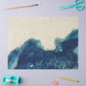 抽象芸術ブルーウォーターの色クリームデコページ 薄葉紙 (クラフト)