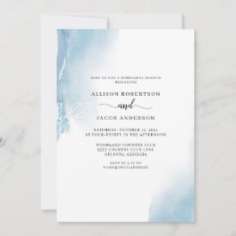 抽象芸術ブルーウォーターカラーフローラリハーサルディナー 招待状