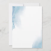 抽象芸術ブルーウォーターカラーフローラリハーサルディナー 招待状 (裏面)