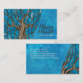 抽象芸術ブルーウォーターカラーモザイクツリー 名刺 (正面/裏面)