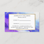 抽象芸術ブルーウォーターフェイクカラー金ゴールドの送料 名刺 (裏面)