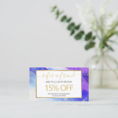 抽象芸術ブルーウォーターフェイクカラー金ゴールドの送料 名刺 (スタンド正面)