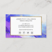 抽象芸術ブルーウォーターフェイクカラー、金ゴールドダスト 名刺 (裏面)